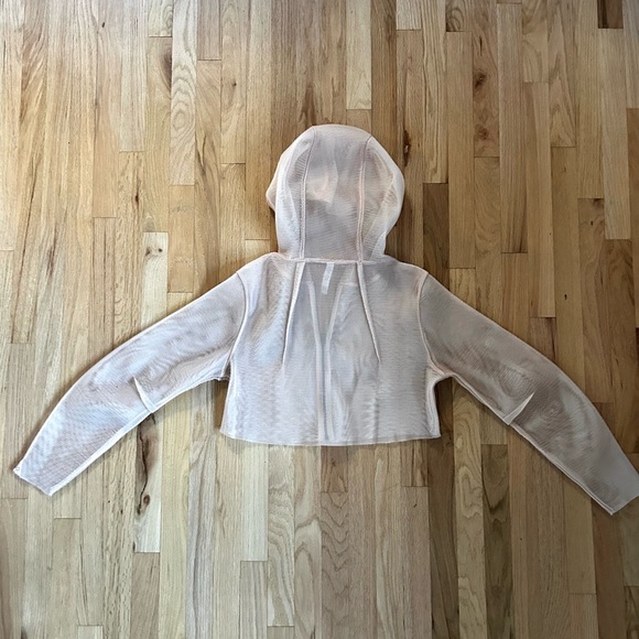 ALO YOGA mode jacket mesh cropped zip up hoodie nectar pristine size S - Picture 8 of 12